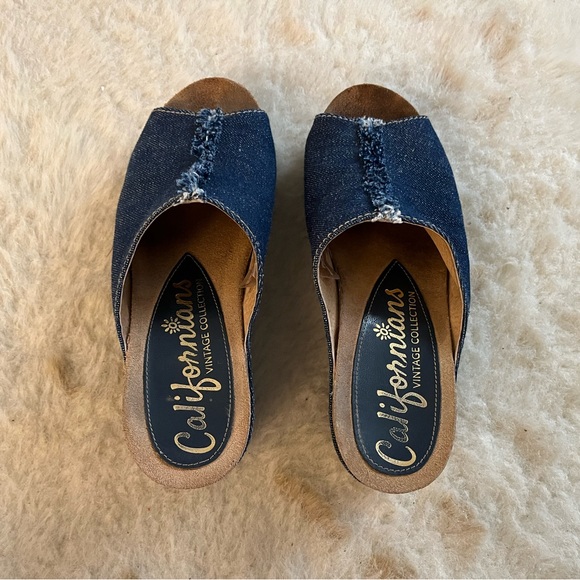 Californians- Cecilia denim open toe wedge sandal - Picture 4 of 7